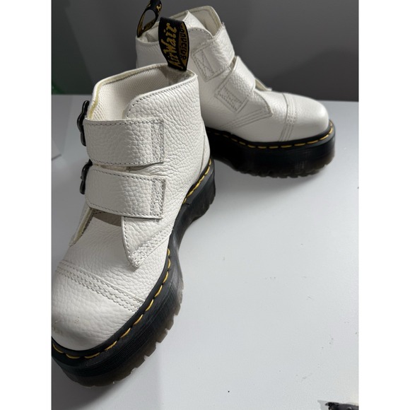Dr. Martens Women's Devon Flower Leather Platform Boots - White Milled Sz 5 - Picture 8 of 11